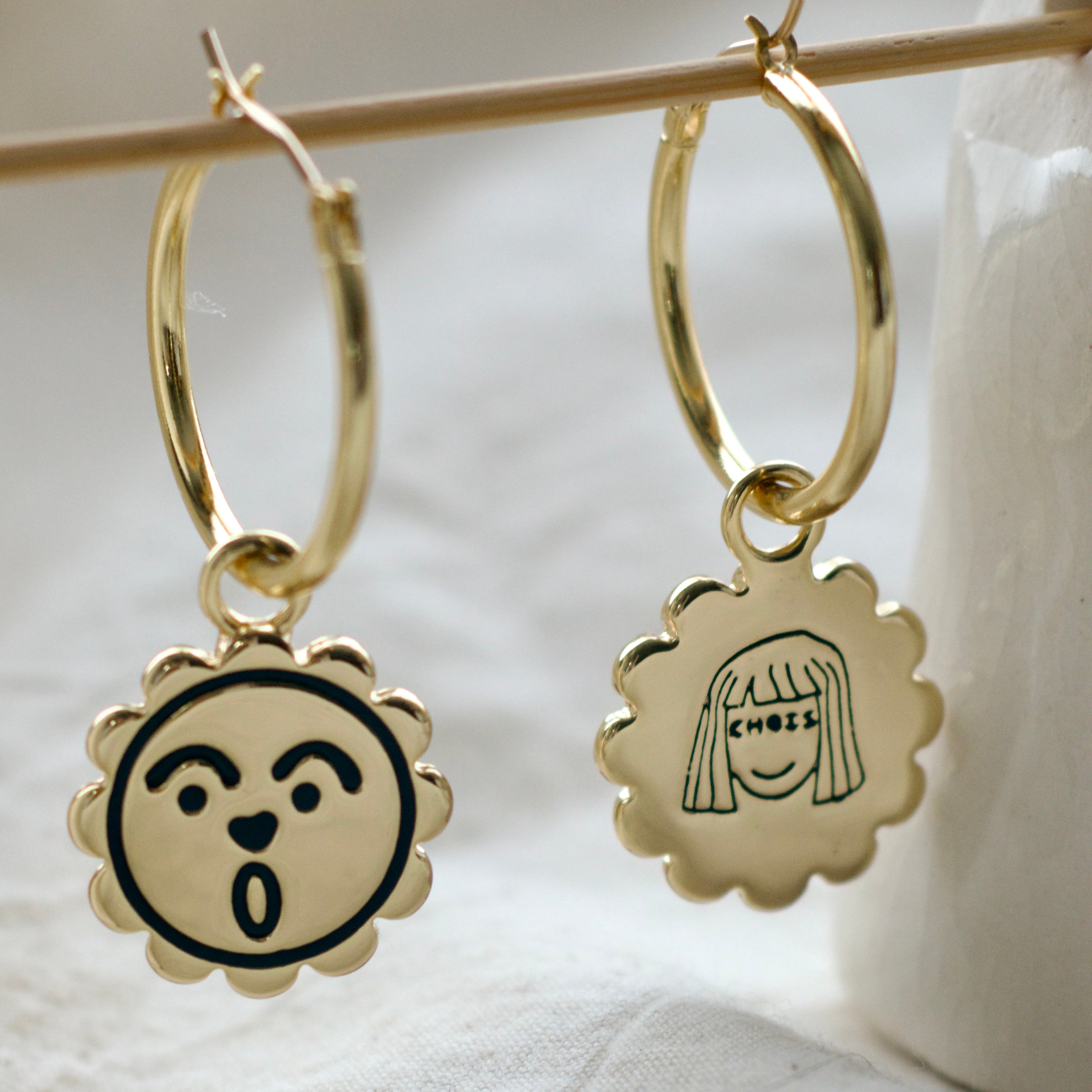 Oh sunny face hoop earrings