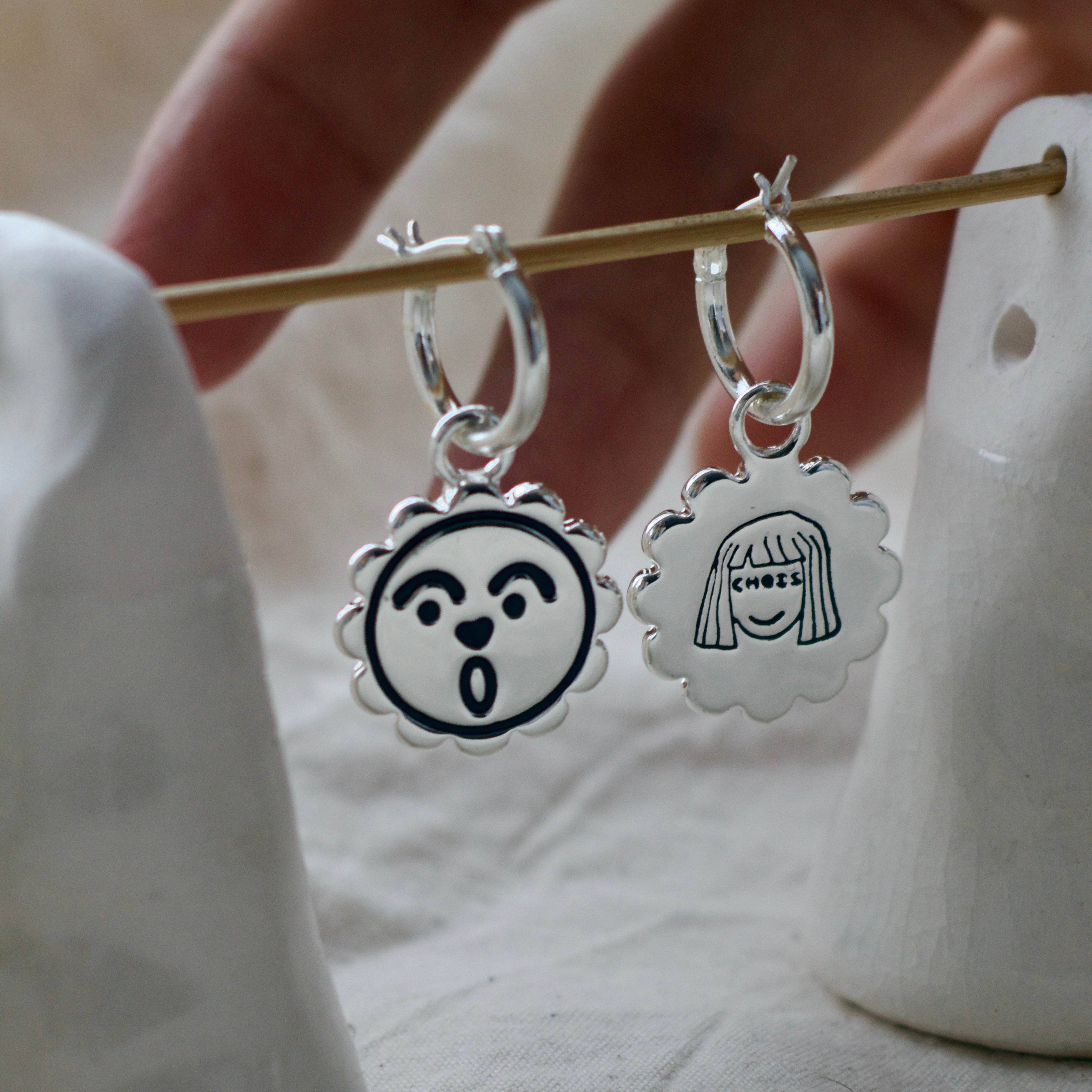 Oh sunny face hoop earrings