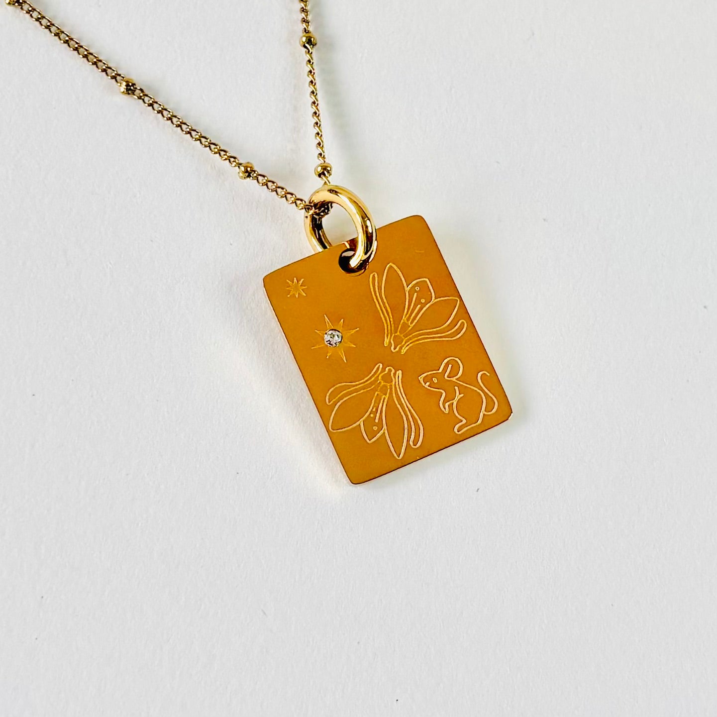 Rat & Snowdrop charm necklace