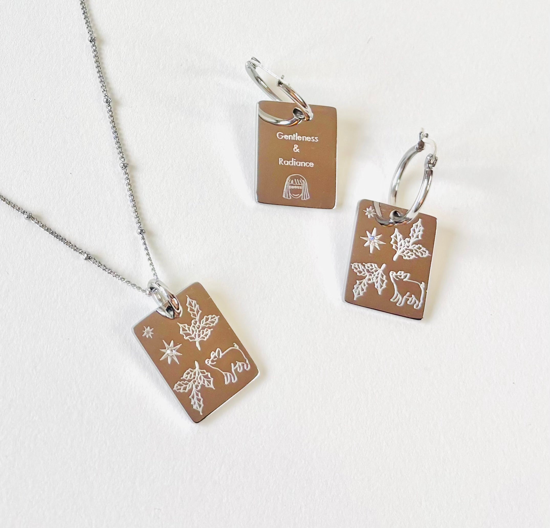 Pig & Holly pendant hoop earrings