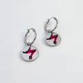Red lightening face hoop earrings
