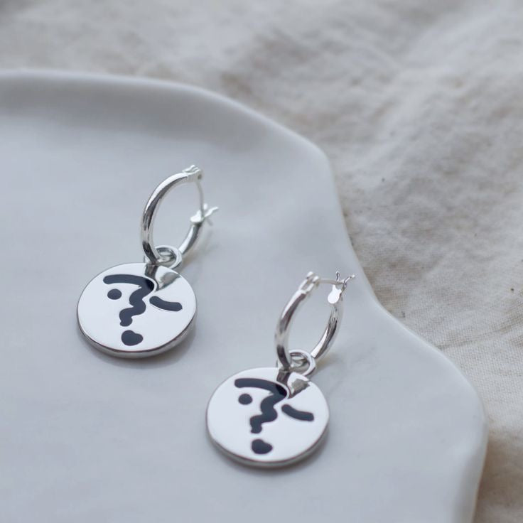 Heart lip face hoop earrings