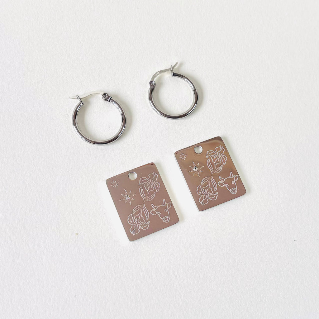 Ox & Iris pendant hoop earring