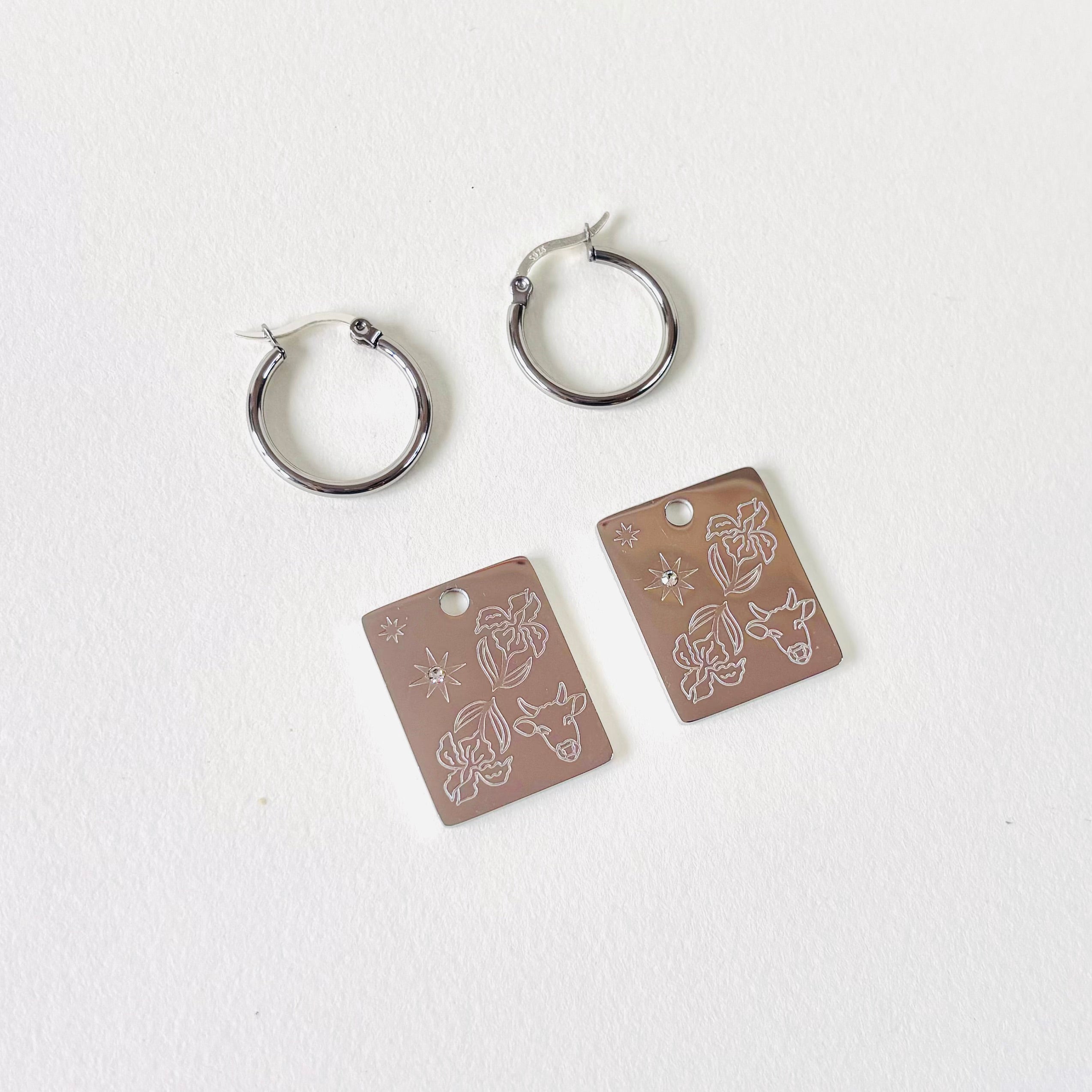 Ox & Iris pendant hoop earring