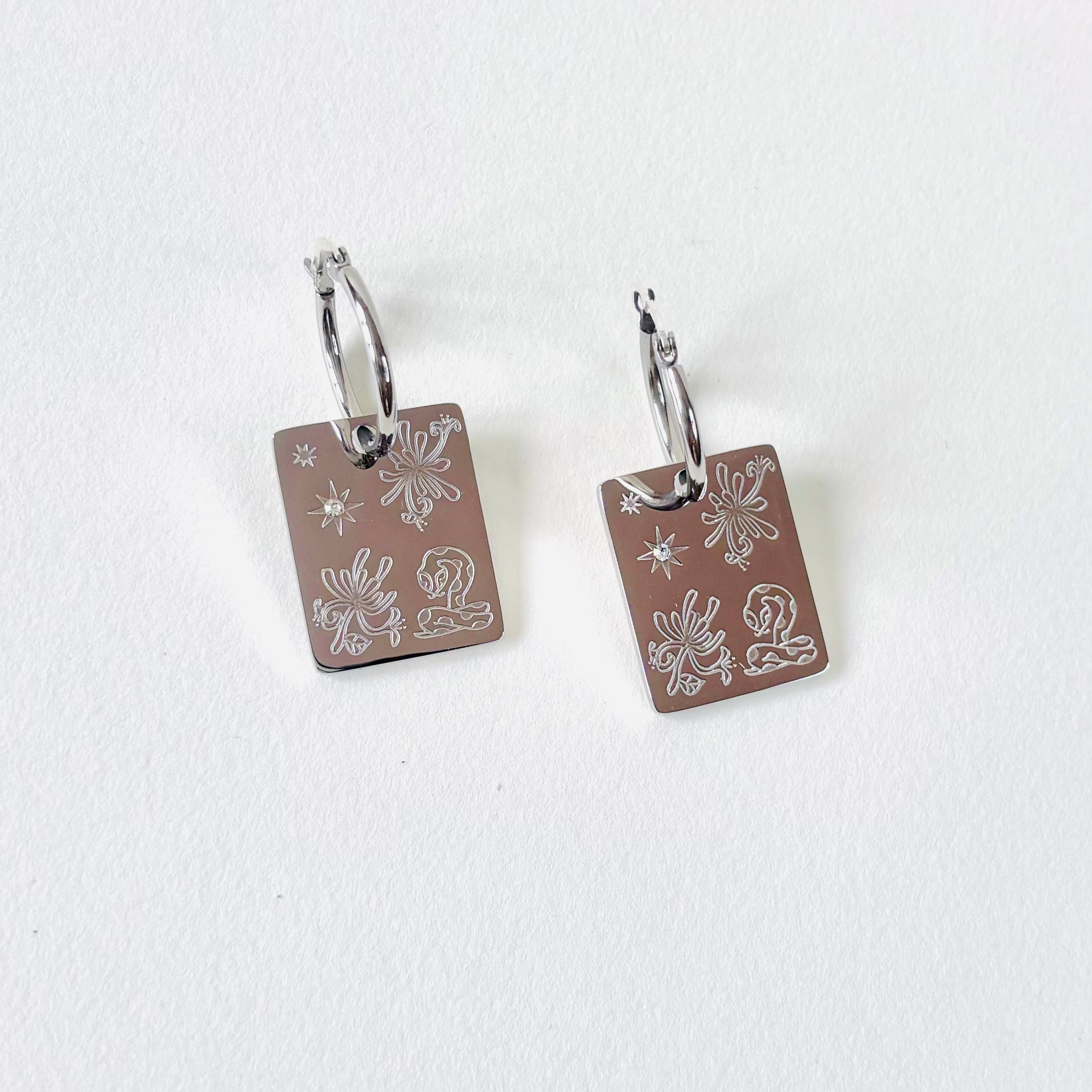 Snake & Honeysuckle pendant hoop earrings