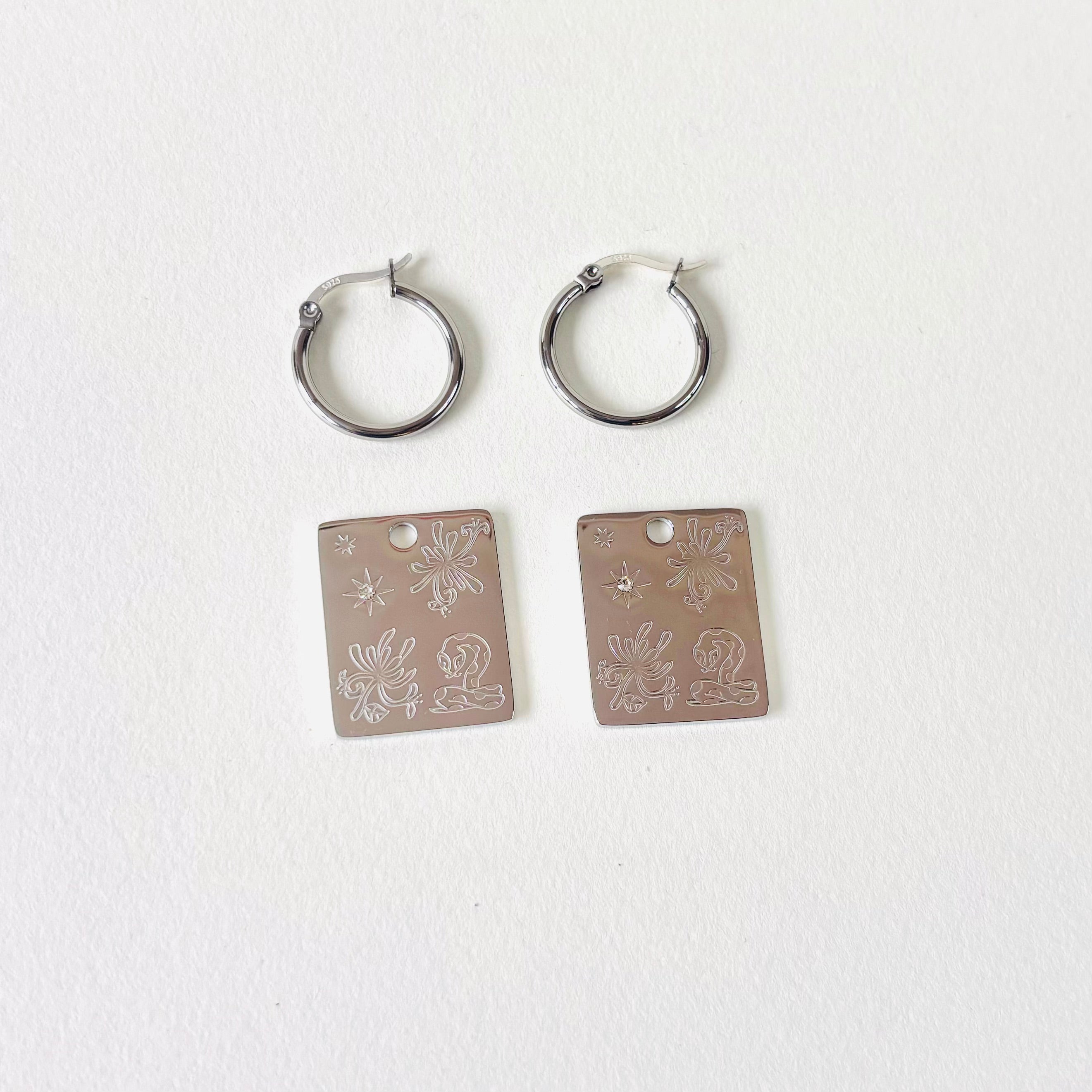 Snake & Honeysuckle pendant hoop earrings
