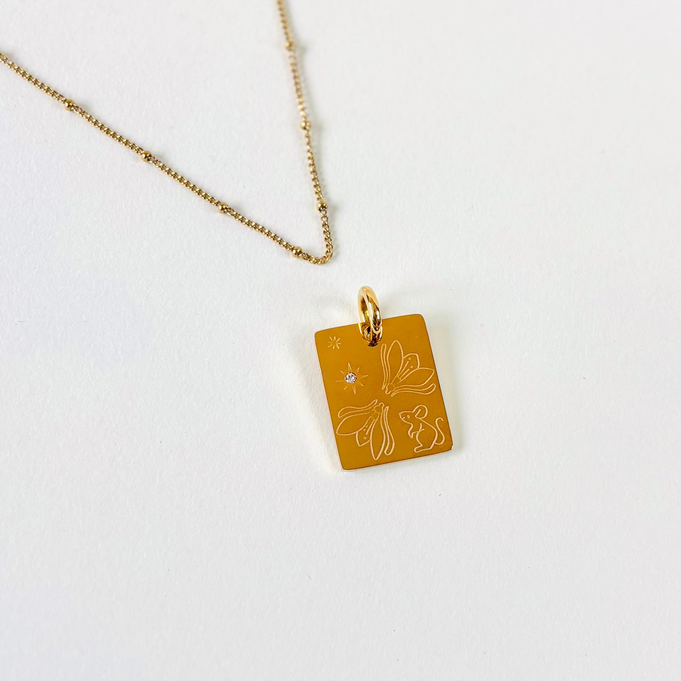 Rat & Snowdrop charm necklace