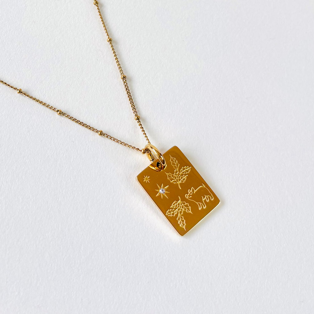 Pig & Holly charm necklace