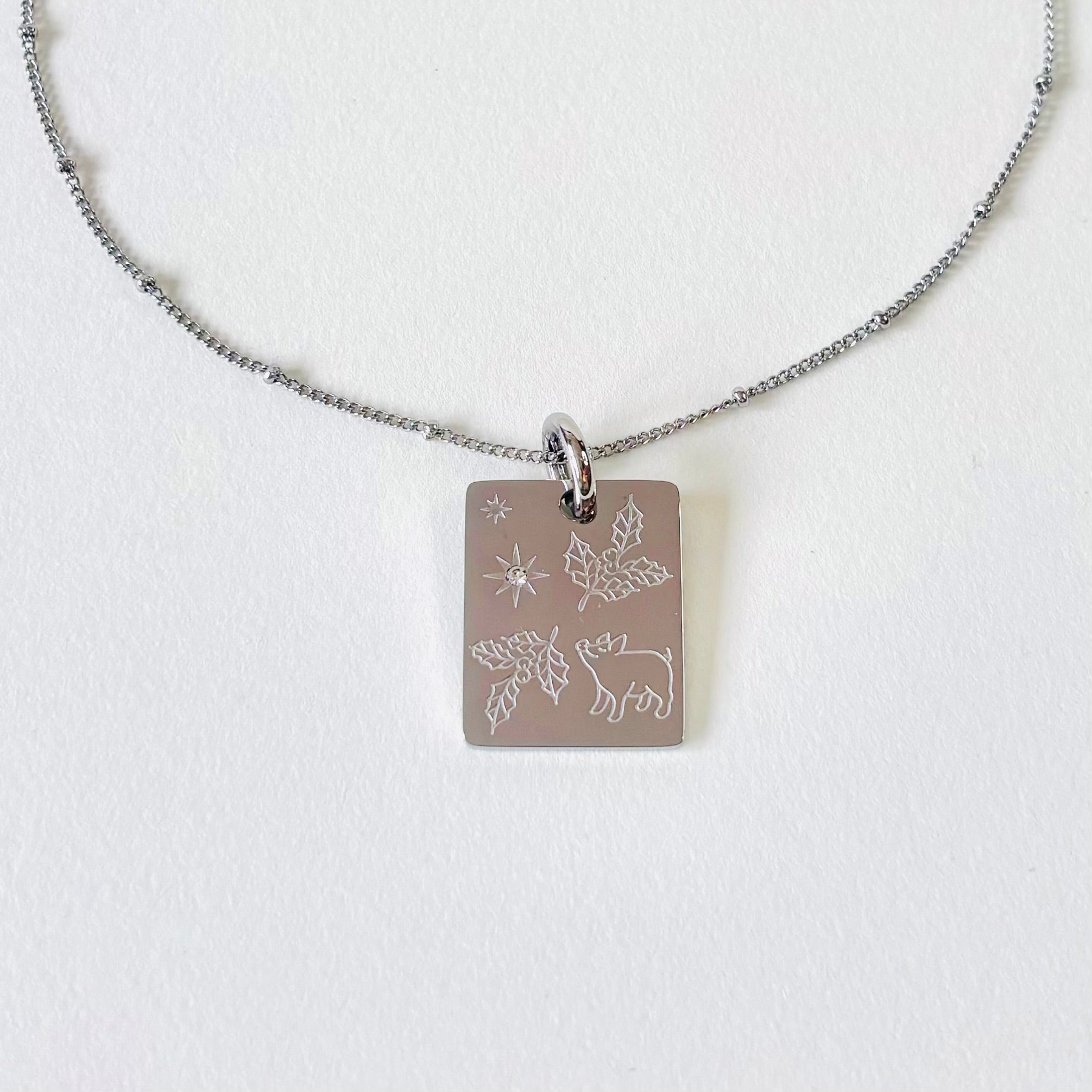 Pig & Holly charm necklace