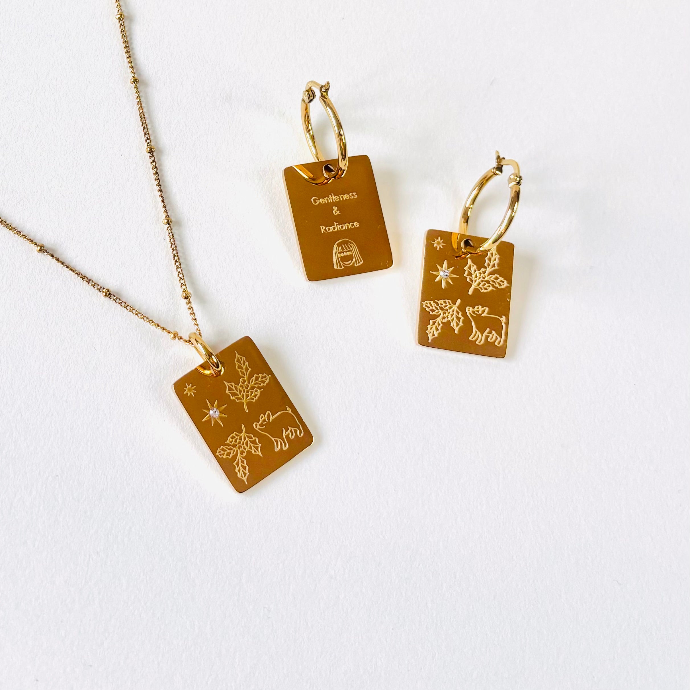 Pig & Holly pendant hoop earrings