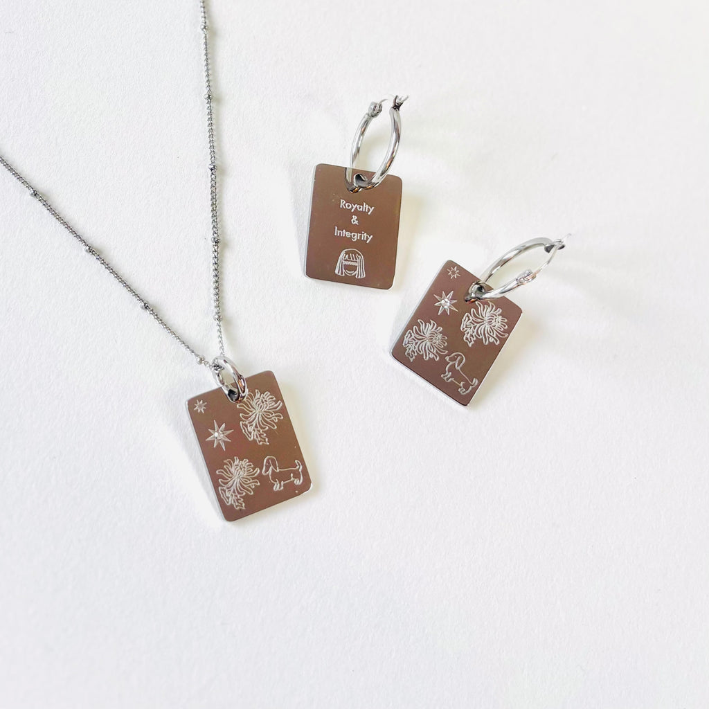 Dog & Chrysanthemum charm necklace