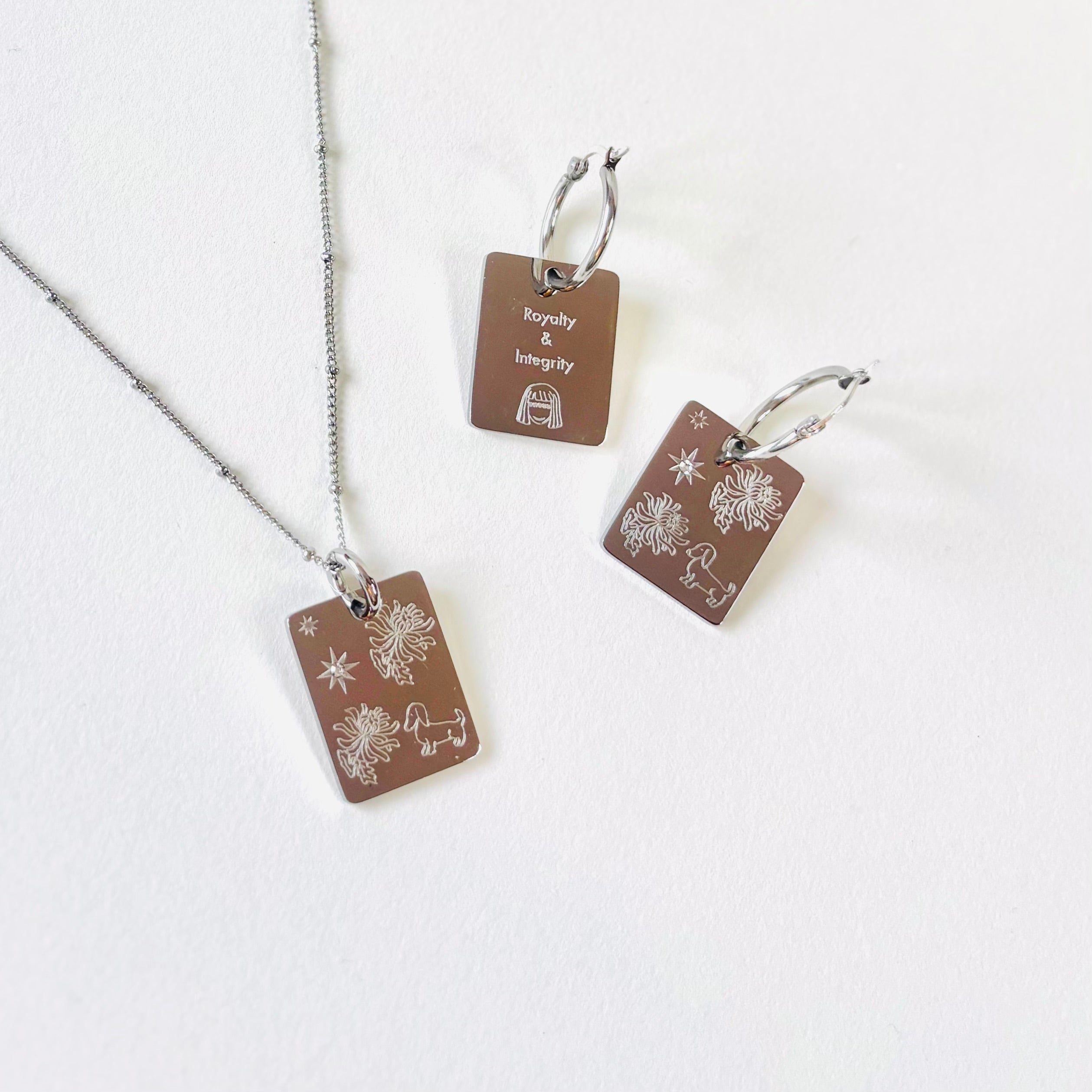 Dog & Chrysanthemum charm necklace
