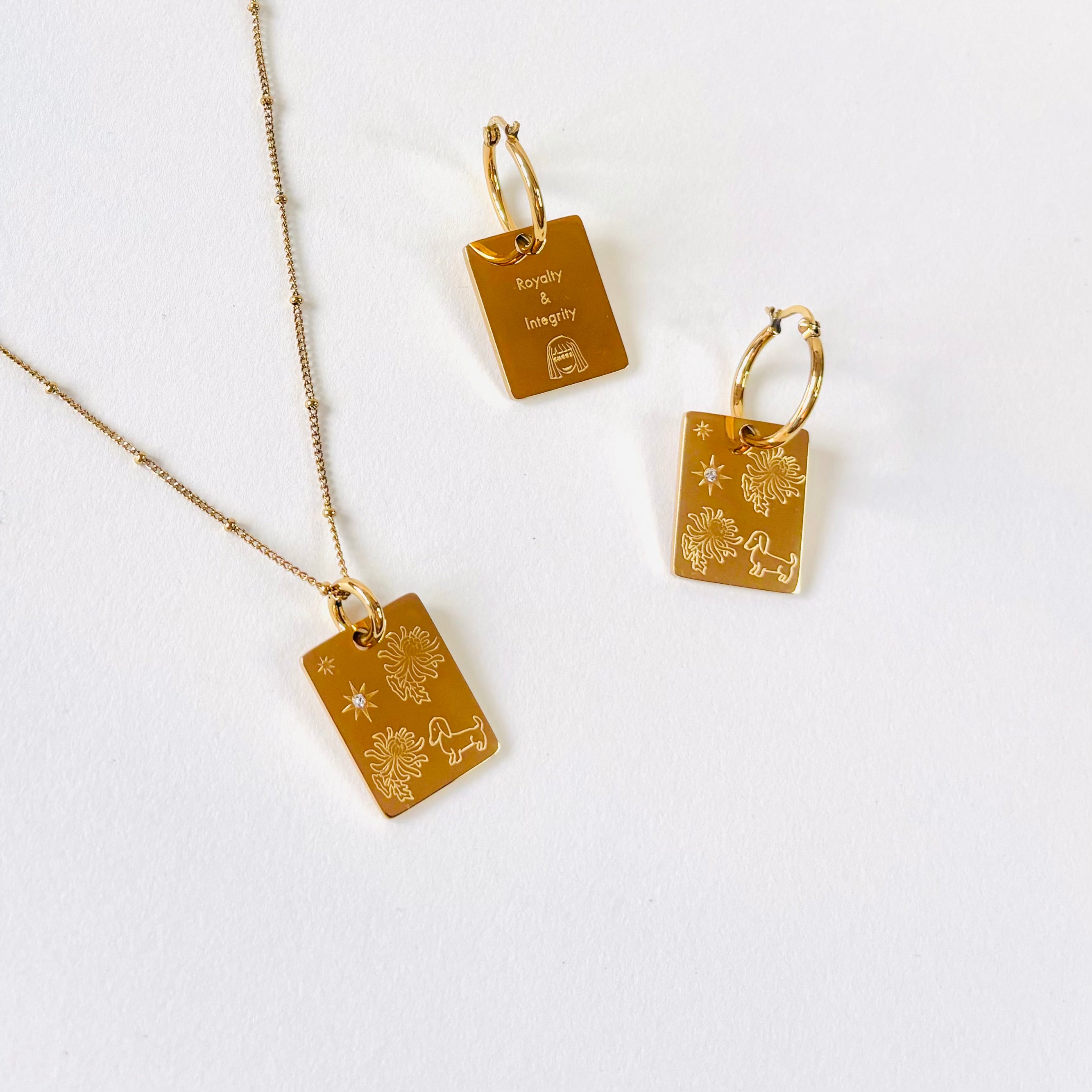 Dog & Chrysanthemum charm necklace