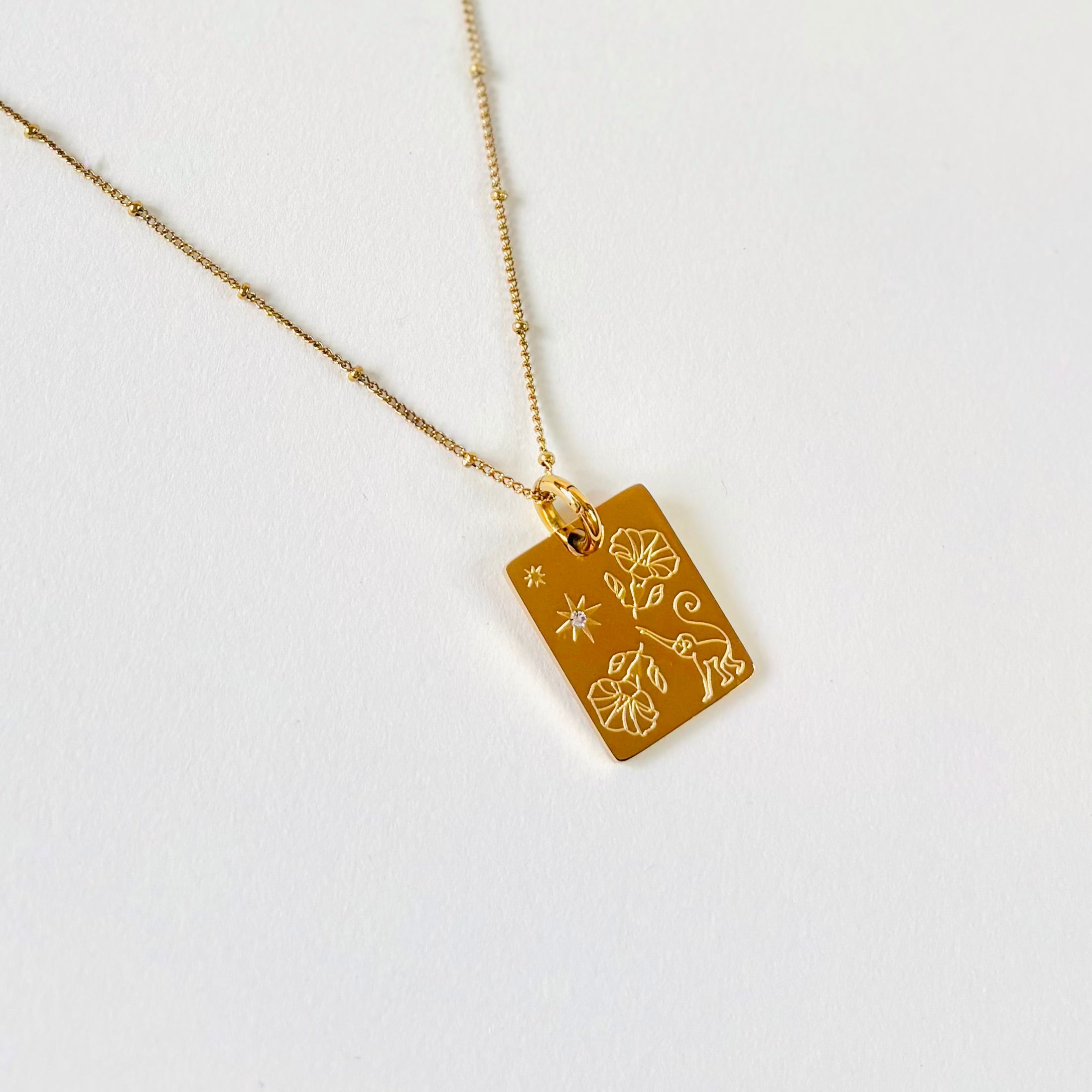 Monkey & Morning glory  charm necklace