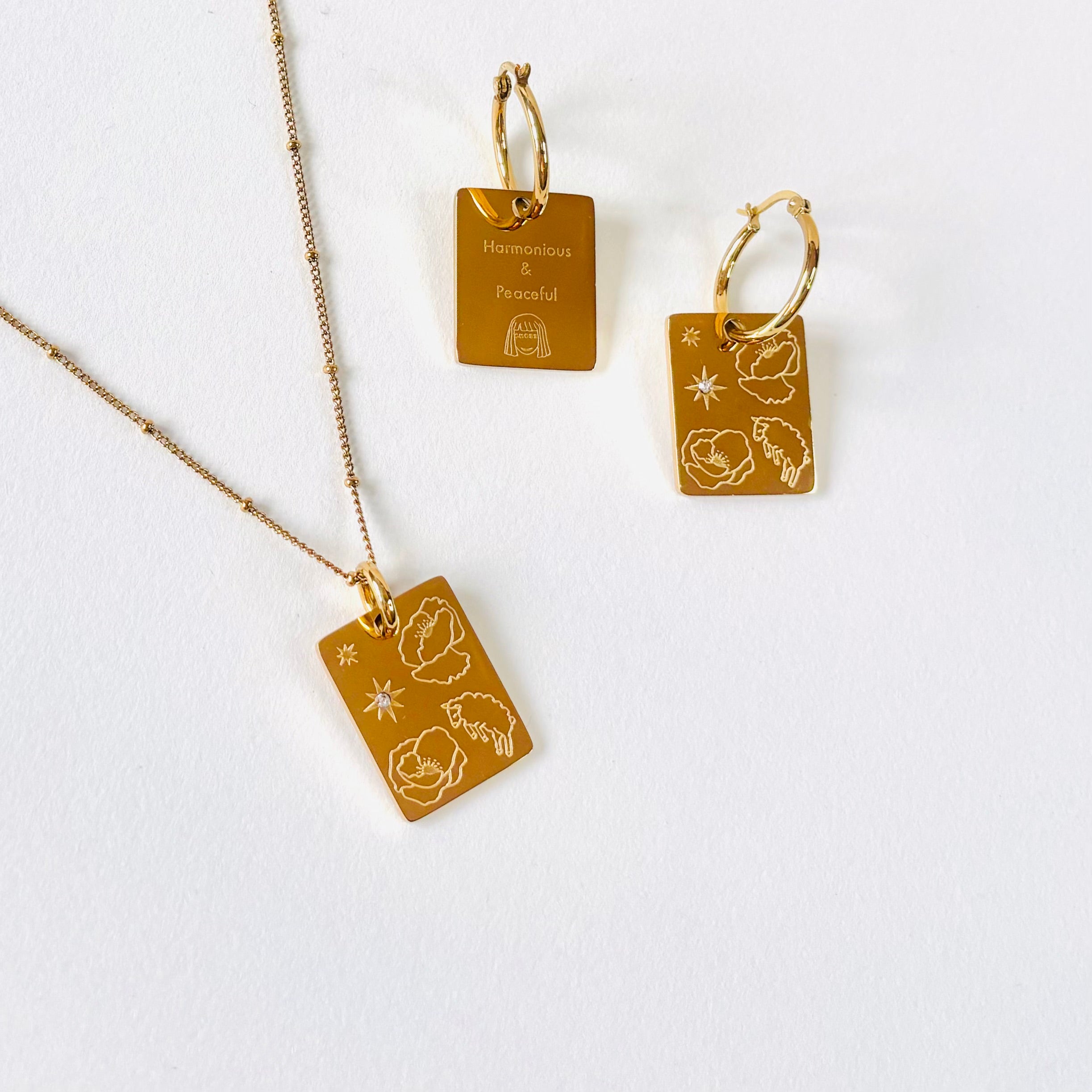Sheep & Poppy  charm necklace