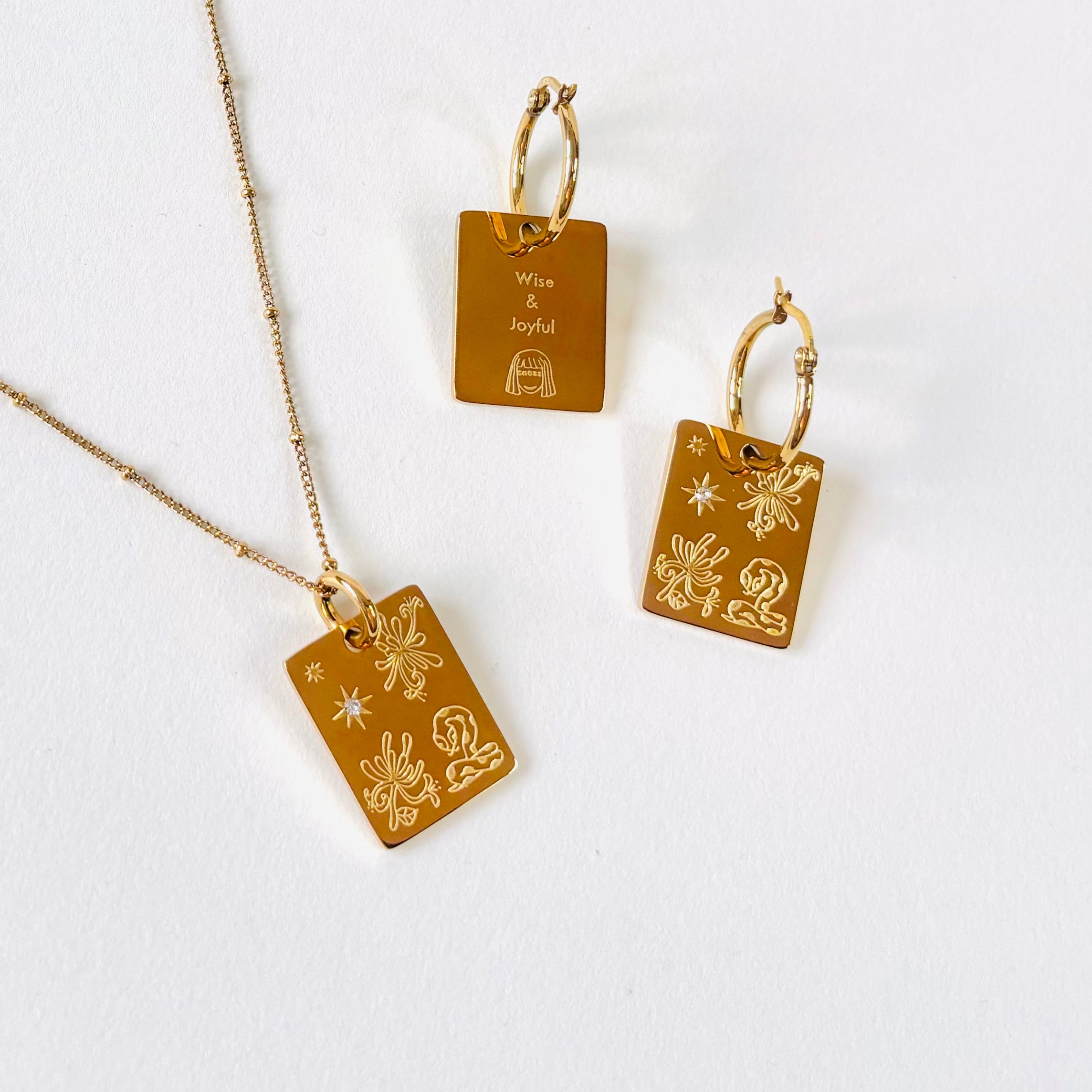 Snake & Honeysuckle pendant hoop earrings