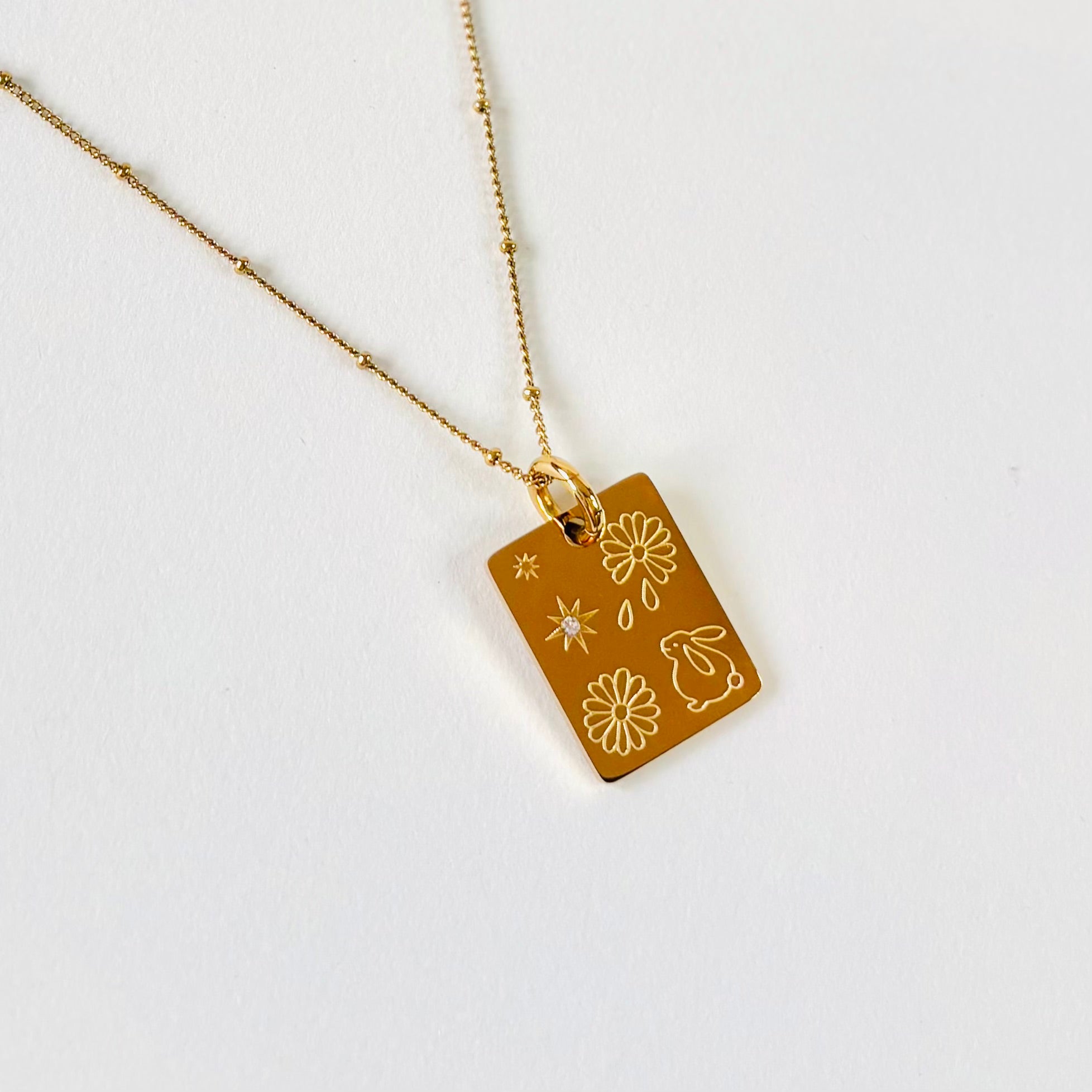 Rabbit & Daisy charm necklace