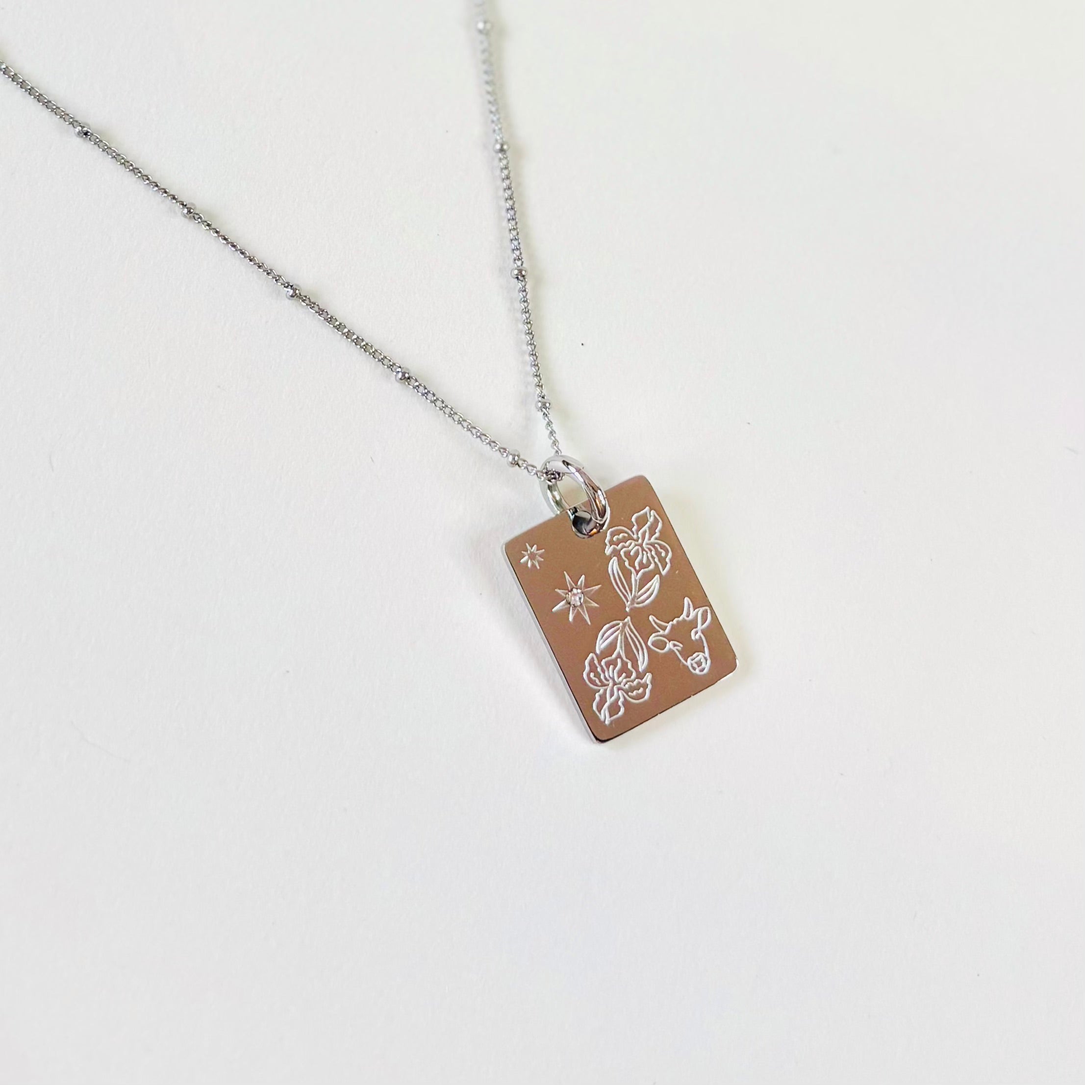 Ox & Iris charm necklace
