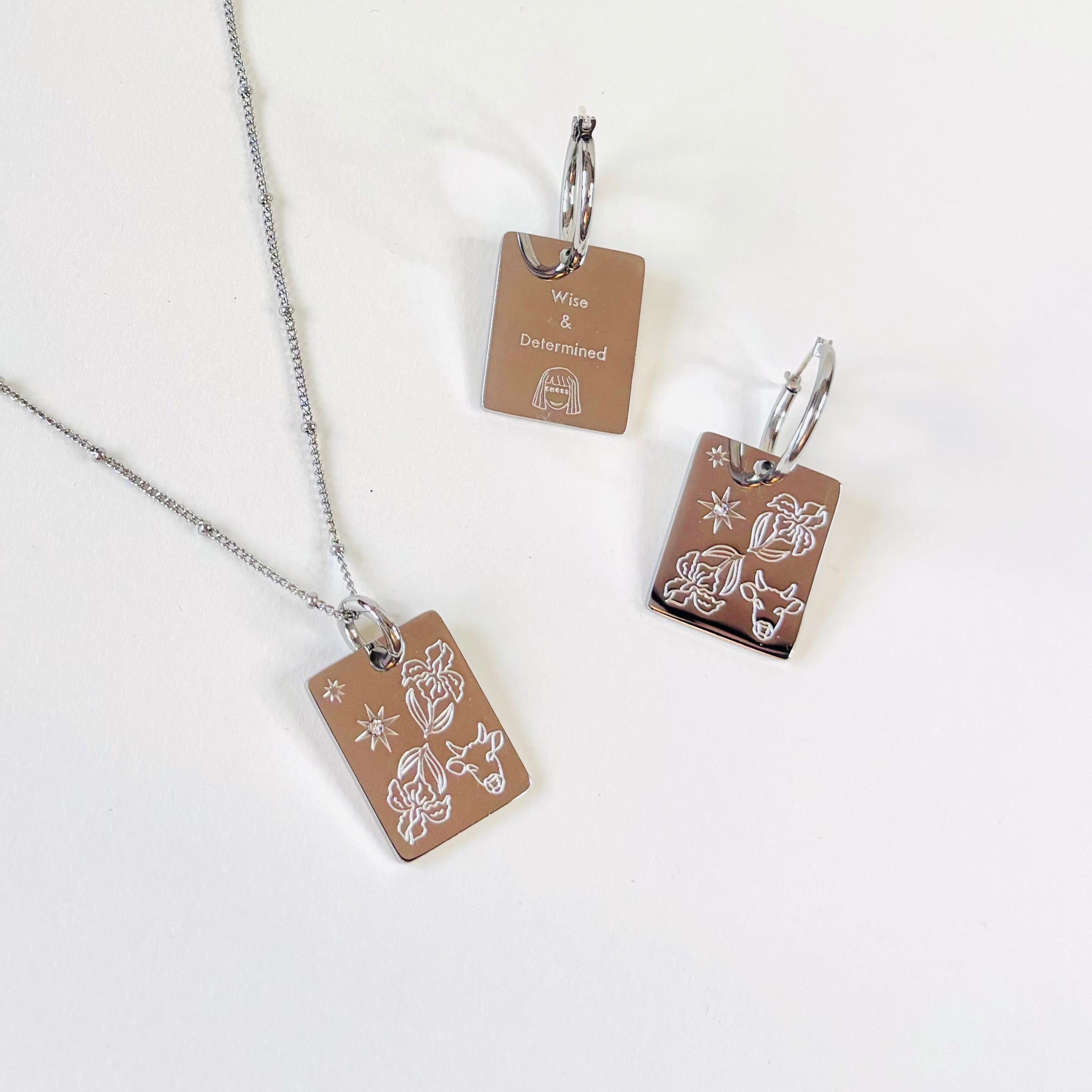 Ox & Iris pendant hoop earring