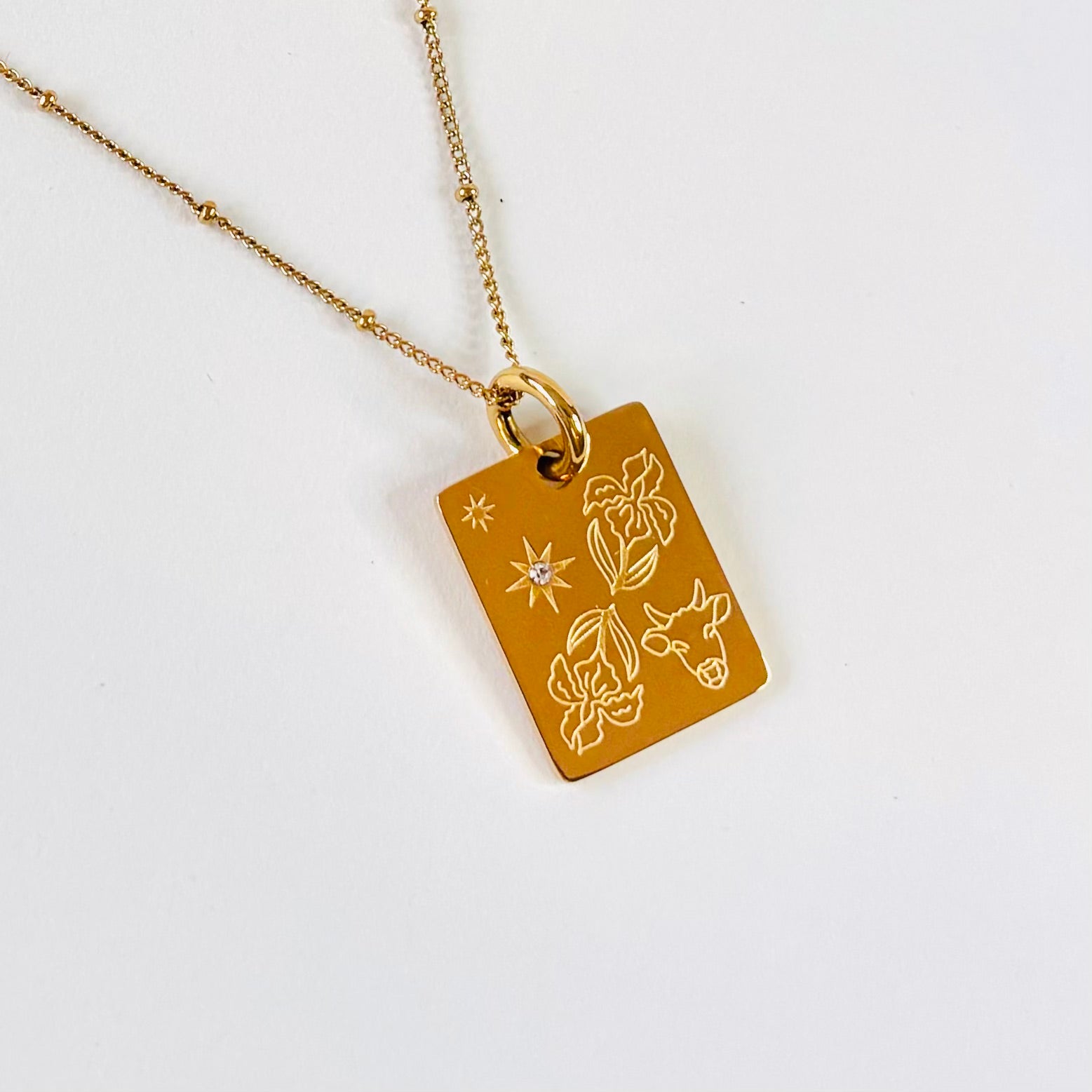 Ox & Iris charm necklace