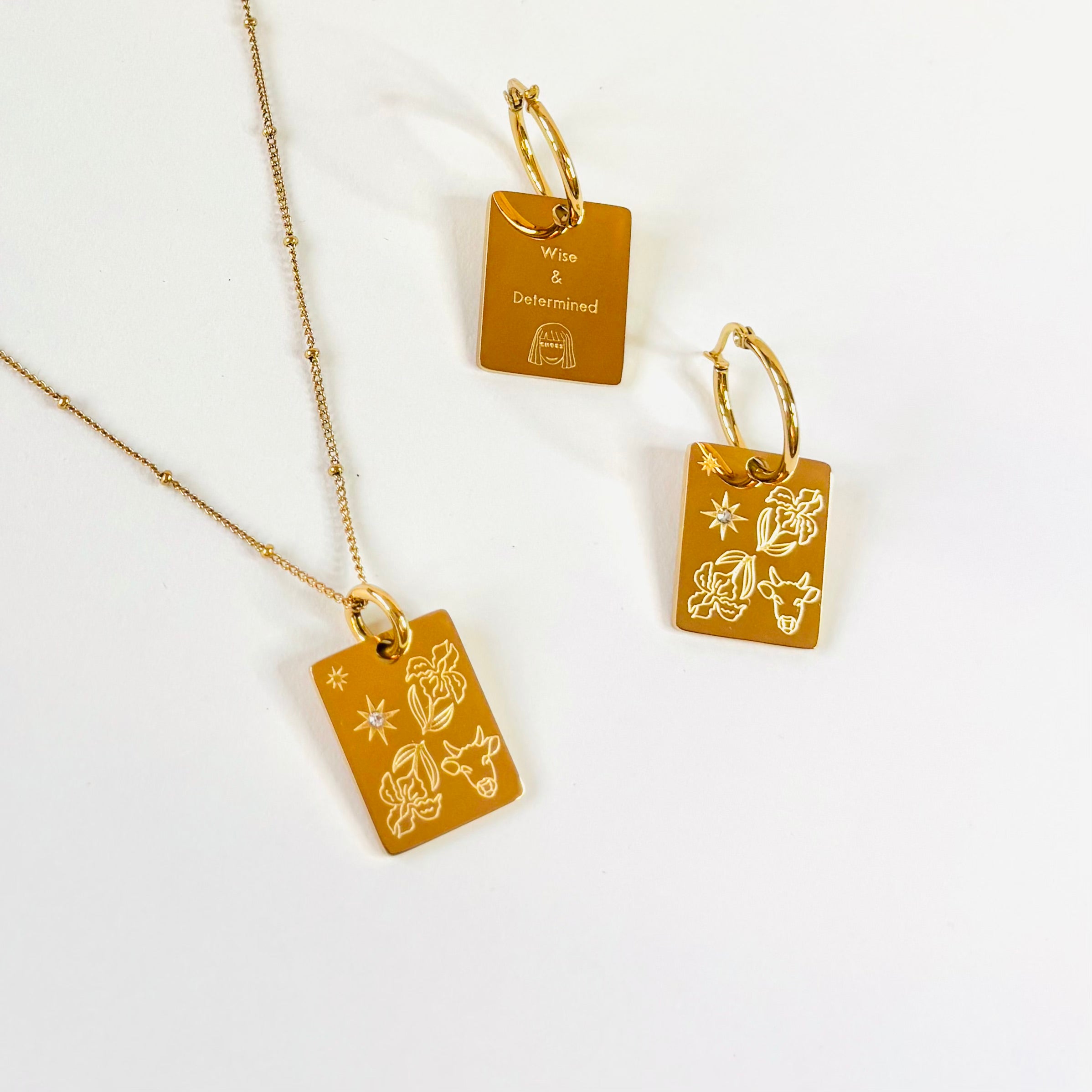Ox & Iris pendant hoop earrings