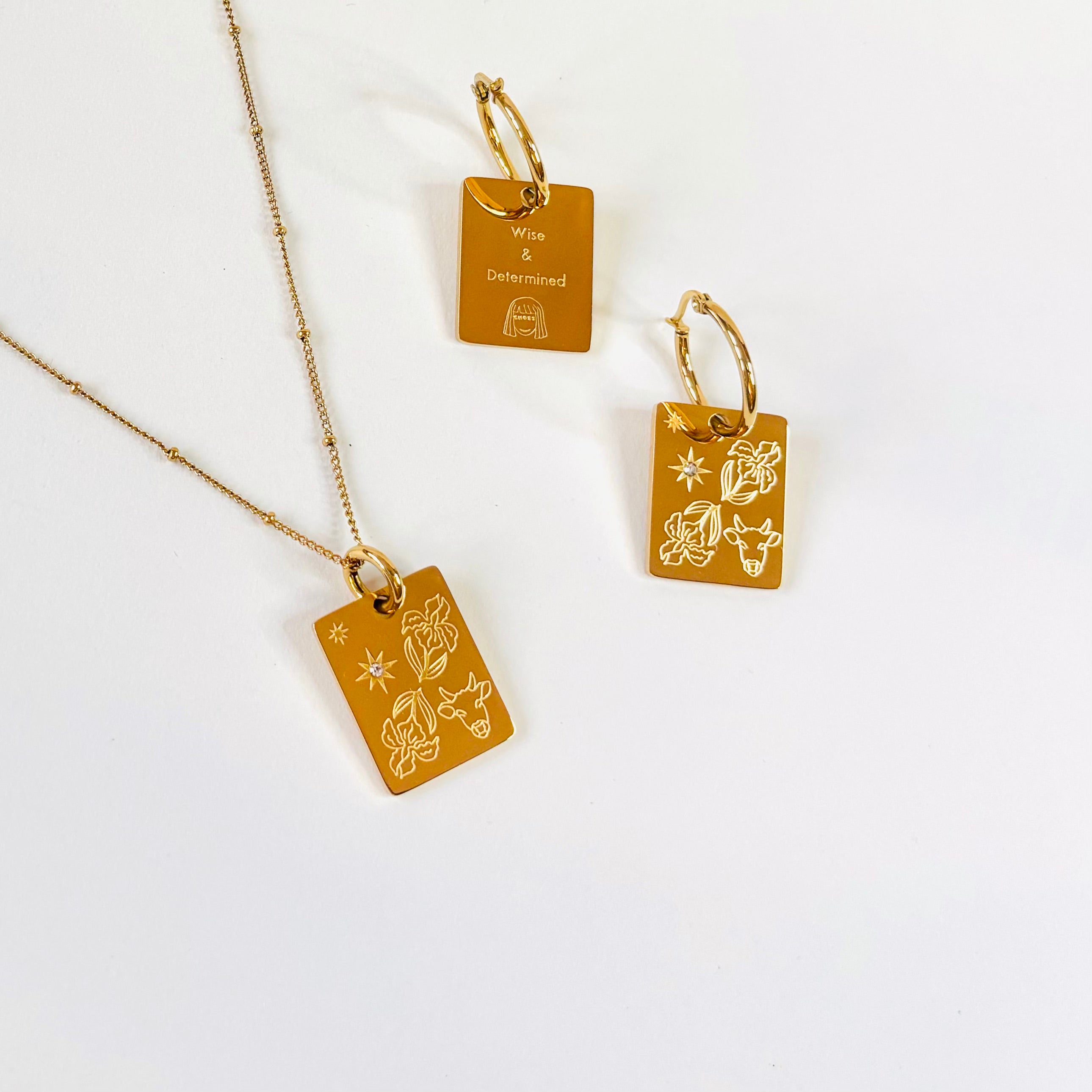 Ox & Iris charm necklace