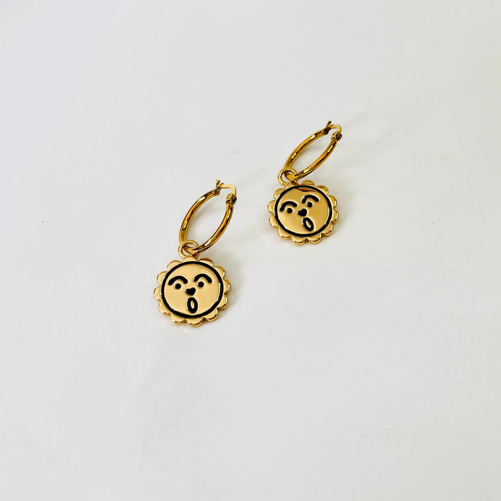 Oh sunny face hoop earrings