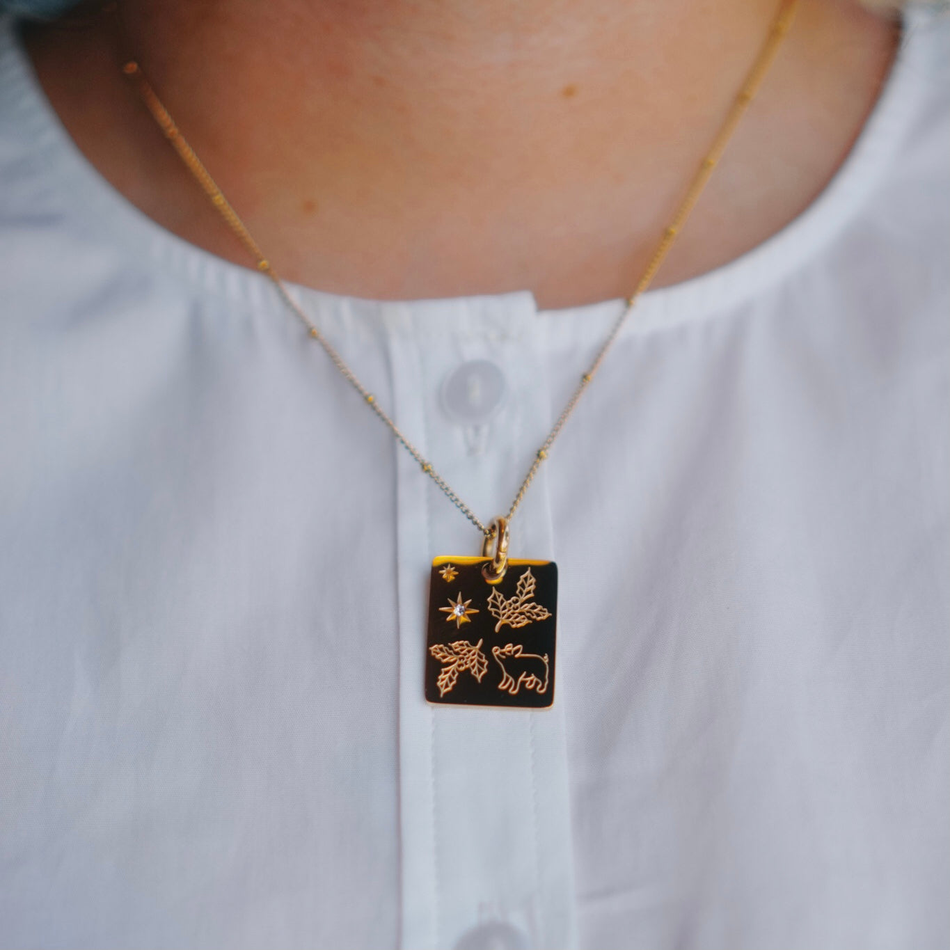 Pig & Holly charm necklace
