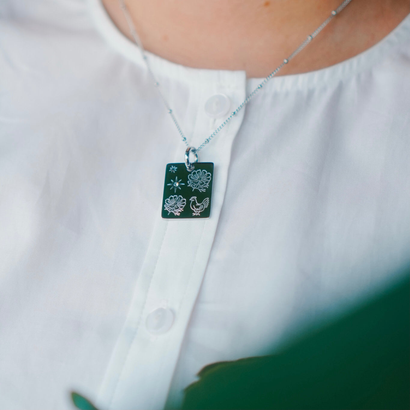 Rooster & Cosmos charm necklace