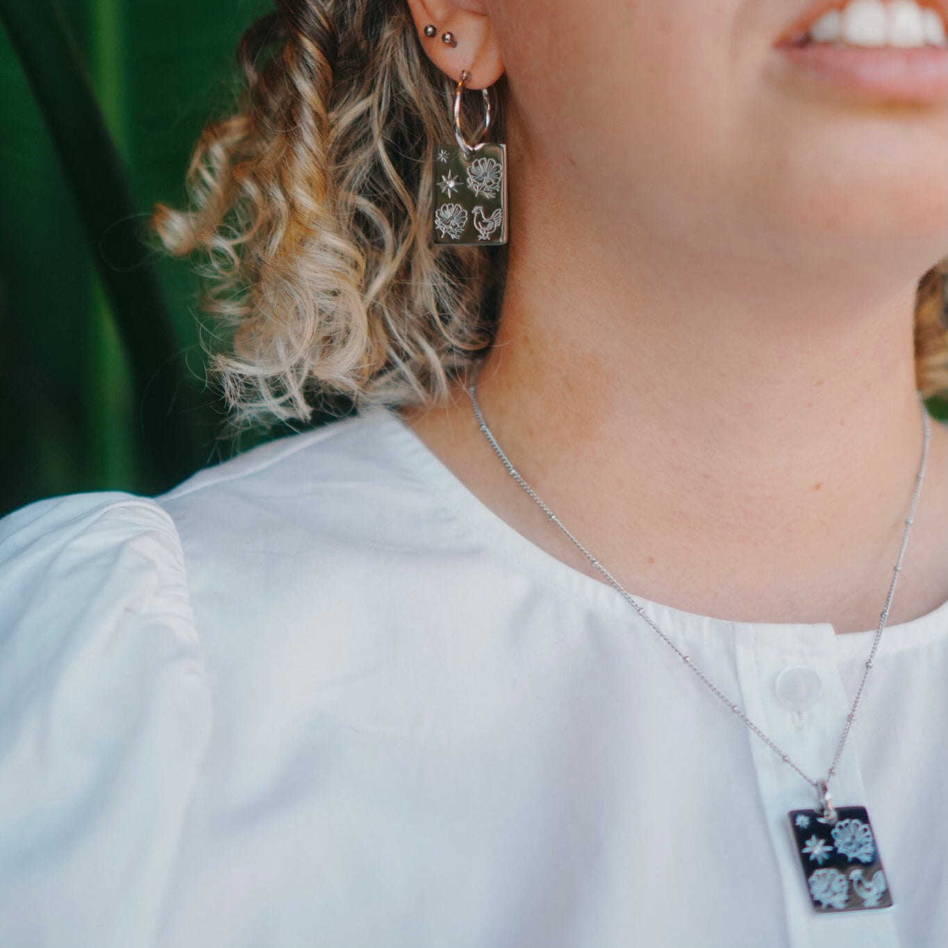 Rooster & Cosmos charm necklace