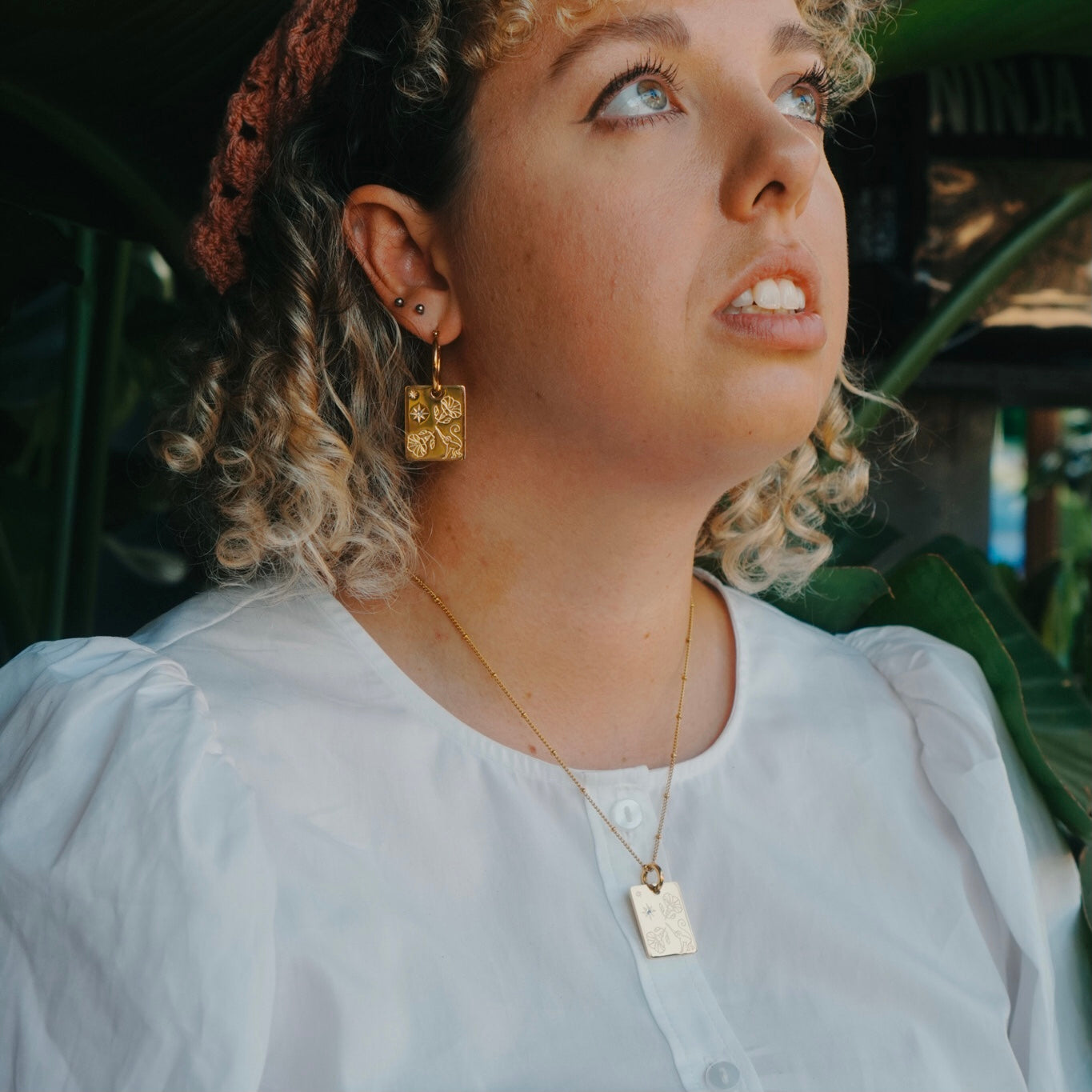 Monkey & Morning glory  charm necklace