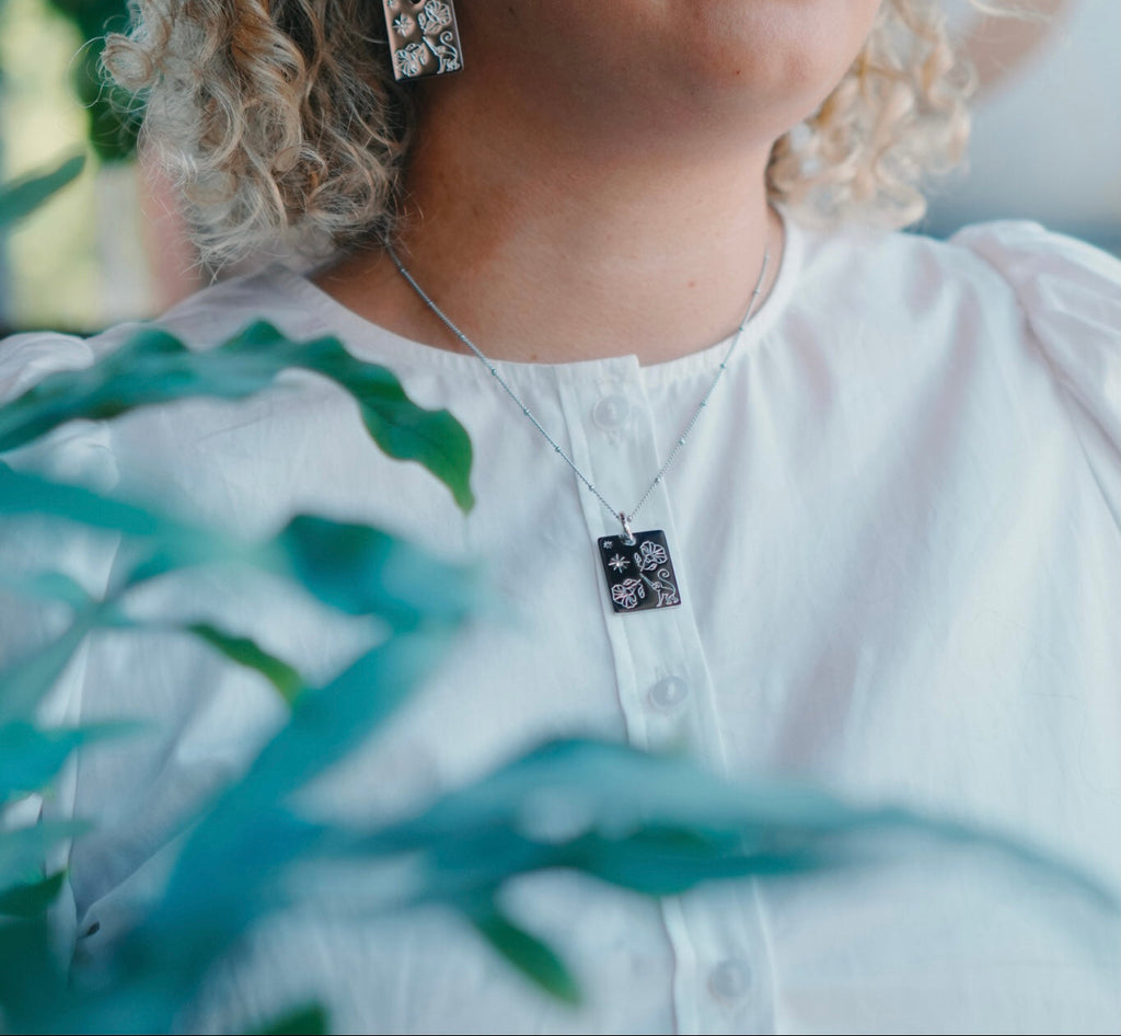 Monkey & Morning glory charm necklace