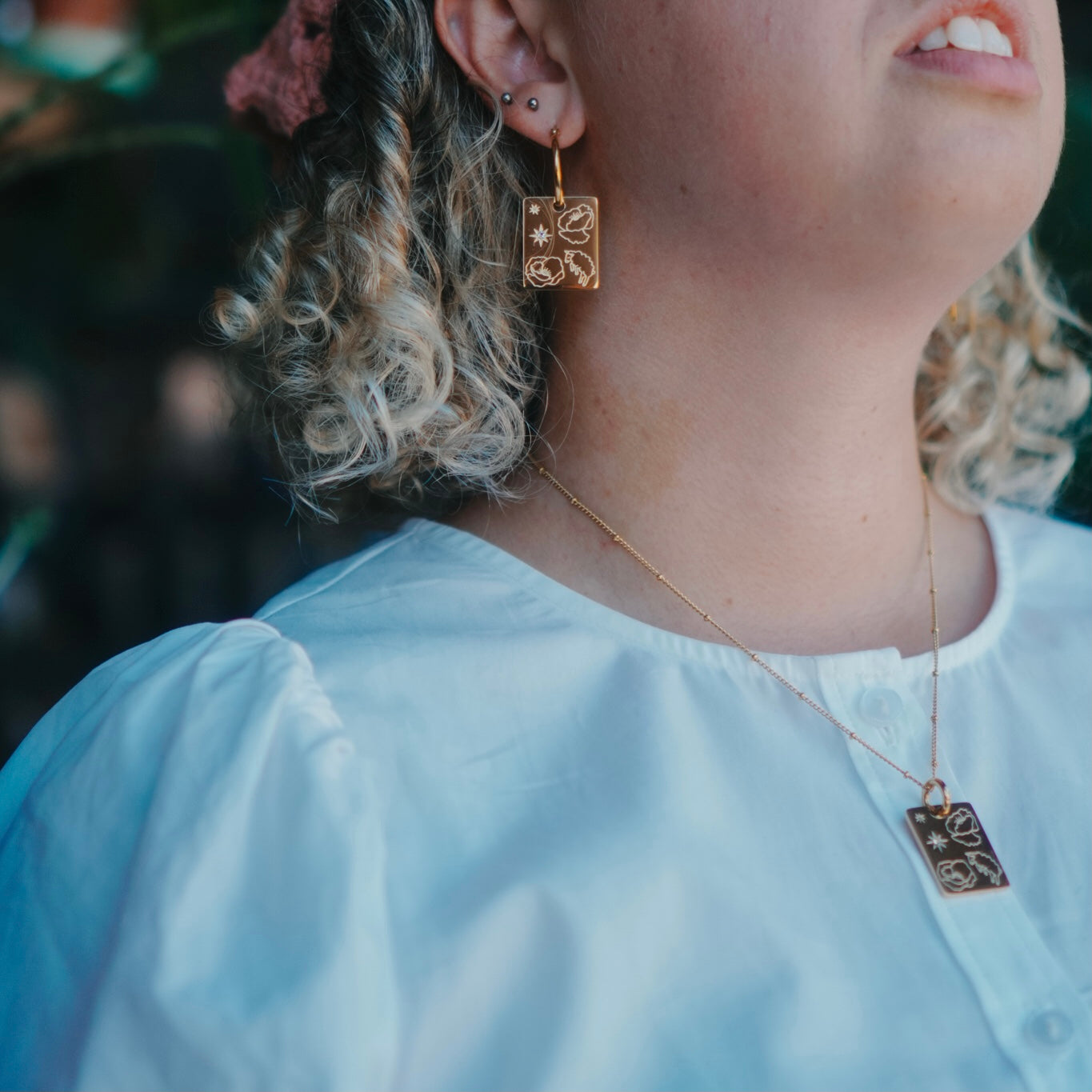 Sheep & Poppy  Pendant hoop earrings