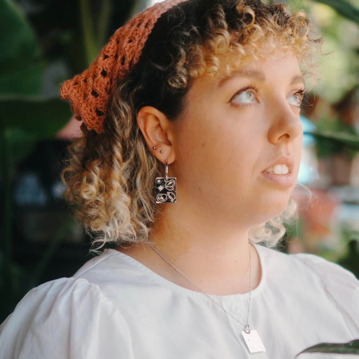 Sheep & Poppy pendant hoop earrings