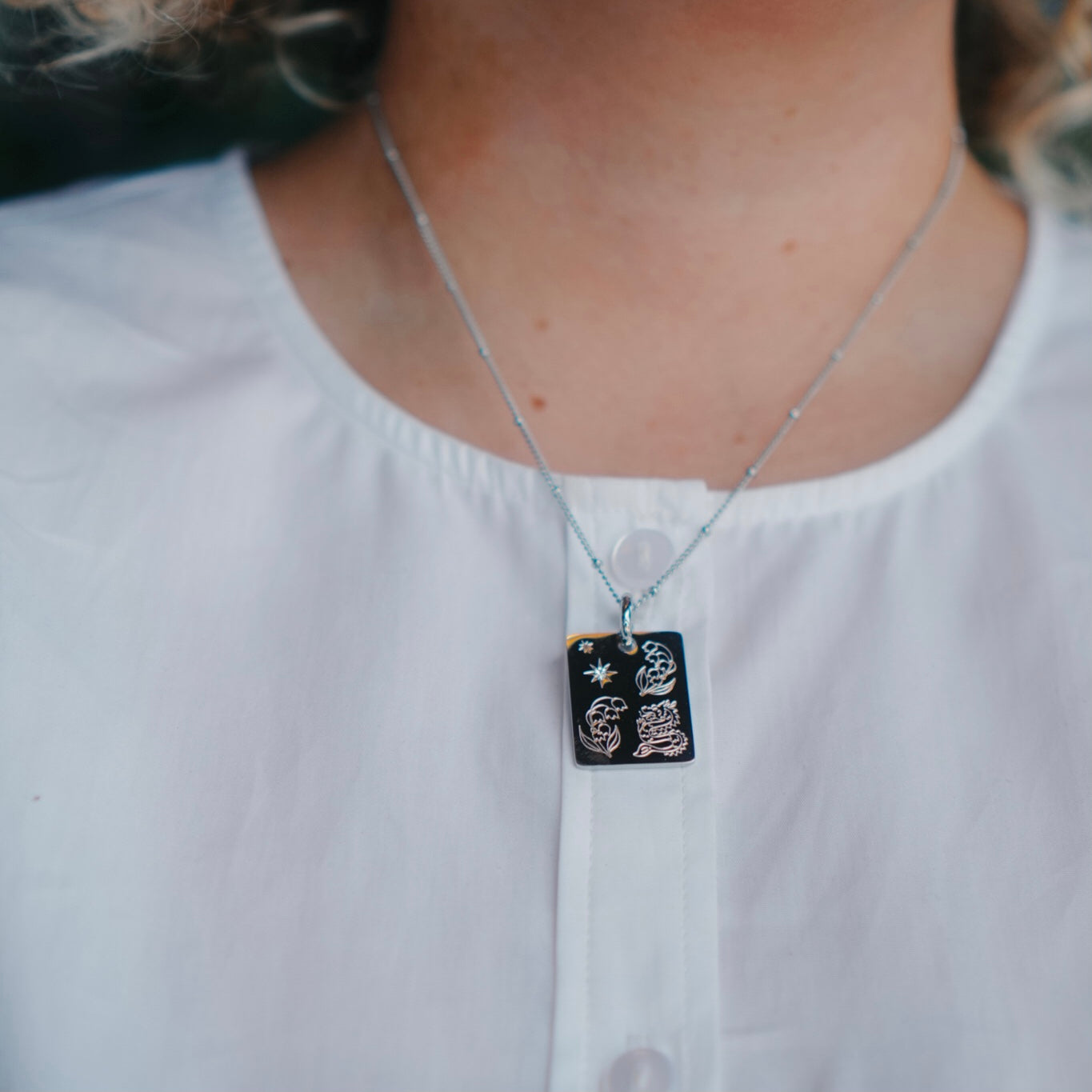 Dragon & Lilly of the valley charm necklace