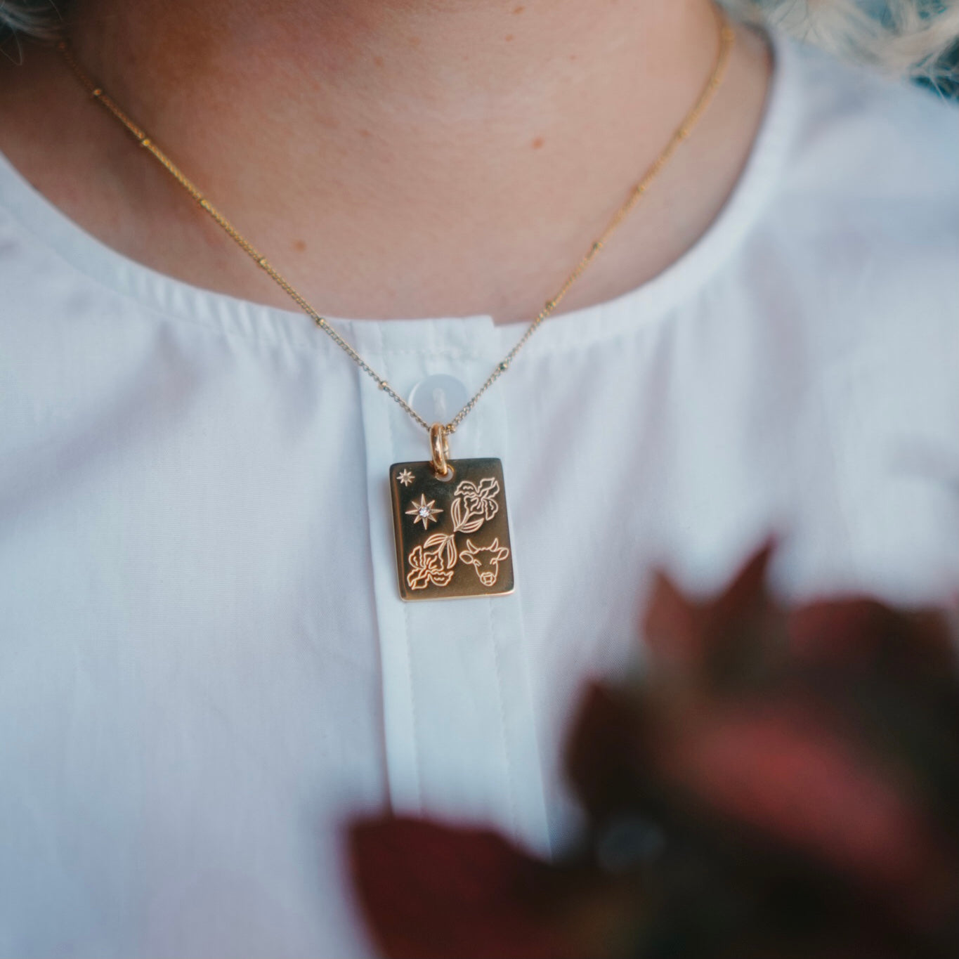 Ox & Iris charm necklace