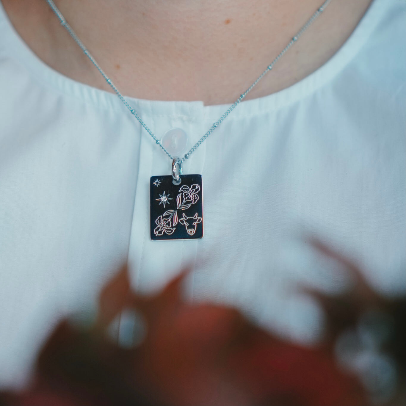 Ox & Iris charm necklace