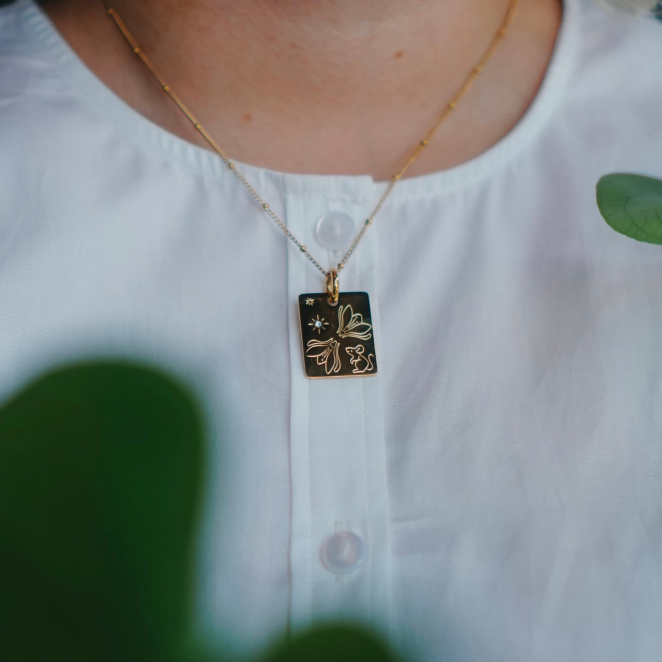 Rat & Snowdrop charm necklace